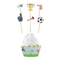 Voetbal set wrappers en prikkers - 6 stuks