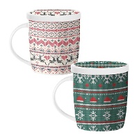 Kerstmok van 350 ml met sneeuwmotief en theezeef - 1 stuk
