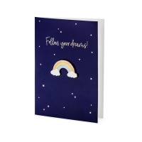 Wenskaart Follow Your Dreams met regenboogspeldje