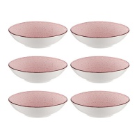 Schaal van 20 cm steengoed mandala roze diep - Vessia - 6 stuks