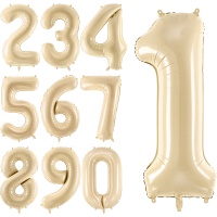 Beige nummerballon van 72 cm - Partydeco - 1 stuk
