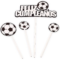Taarttopper voor voetbalverjaardag met voetballen - 4 stuks