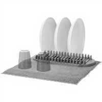 Ovaal afdruiprek 40 x 17,5 x 3,5 cm grijs met doek