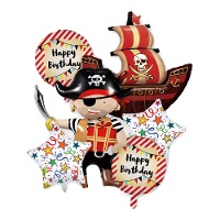 Boeket van happy birthday piraten - 6 stuks