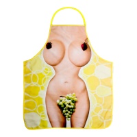 Schort met naakte vrouw en fruit