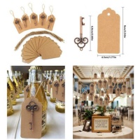 Bronskleurige vintage opener met kraft label - 1 stuk