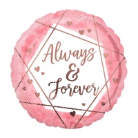 Roze ronde ballon Always and Forever van 43 cm - Anagram