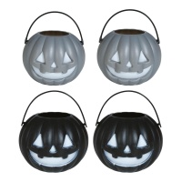 Assortiment van zwarte en grijze pompoenen van 6 cm - 4 stuks