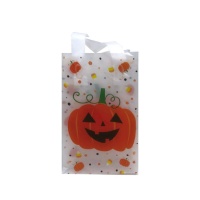 Transparante tas met Halloween-pompoenen 14 x 9 x 20 cm - 6 stuks
