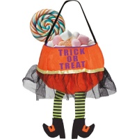 Heksenpompoen Vilt Trick Or Treat Mandje 20 cm