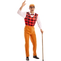 Geruit oudeman-kostuum voor heren