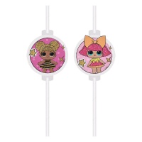 LOL Surprise glamour rietjes van 22 cm - 4 stuks