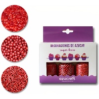 Rode Valentijns-sprinkles set - Azucren - 3 stuks