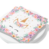 Unicorn bloemenservetten 16,5 cm - 20 stuks