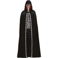 Fluwelen cape met capuchon en doodskoppen van 1,50 m