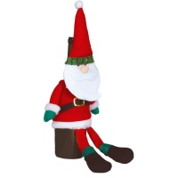 Hoes voor flessen van de Kerstman in rood en groen van 45 cm