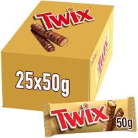 Twix chocoladereep met melkchocolade en karamel van 50 gr - 25 stuks