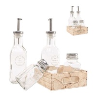 Set van oliefles, azijnfles en zoutstrooiers Royal Kitchen - 4 delen