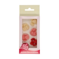 Witte, rode en roze marsepeinen hartjes van 1 cm - FunCakes - 30 stuks
