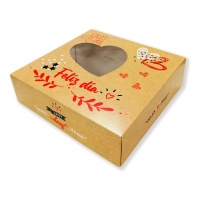 Doos van 20 x 20 x 8 cm voor Valentijnstaart met hartdecoratie