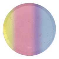 Ronde bordjes met pastelkleurig verloop van 18 cm - 8 stuks