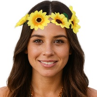 Haarband met gele madeliefjes en strik