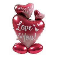 I Love You ballon met een basis van 77 cm
