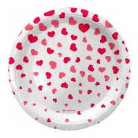 Papieren borden met rode hartjes - 18 cm (8 stuks)
