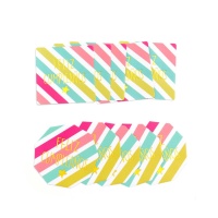 Gestreepte multicolor 'Gelukkige Verjaardag' stickers - 12 stuks