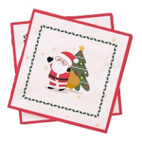 Rode en witte kerstman servetten 16,5 x 16,5 cm - 20 stuks