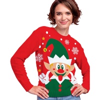 Kersttrui voor vrouwen met Kerstelf motief