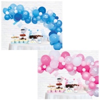 Slinger van roze of blauwe ballonnen van 4 m - Wefiesta - 71 stuks