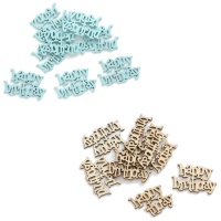 Houten 'Happy Birthday' figuren van 5 cm - 8 stuks