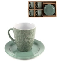 Koffiemok van 220 ml met groene bladeren - 4 delen