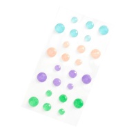 3D kristal cirkelvormige stickers in zachte kleuren - 24 stuks