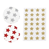 Glitter sterrenvormige stickers van 1,5 cm - 28 stuks