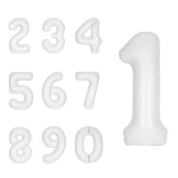 Wit nummervormige ballon van 86,3 cm - Unique - 1 stuk
