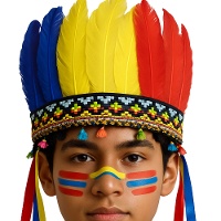 Kleurrijke indianenveerentooi