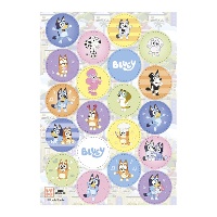 Mini eetbare wafelschijfjes Bluey en Bingo Zero, 3,4 cm