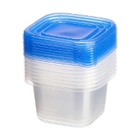 Tupper van 0,88 L vierkant van plastic - 8 stuks