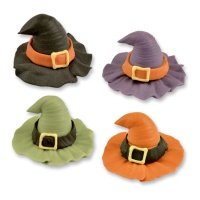 3D Heksenhoeden Suikerfiguren 3,5 x 2,5 cm - Dekora - 36 stuks