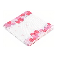 Servetten met hartjes op witte achtergrond, 16,5 x 16,5 cm - 12 stuks