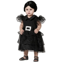 Verkleedkleding van Wednesday in zwarte jurk voor baby