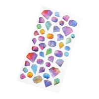 3D Diamantvormige Stickers in Pastelkleuren - 1 Vel