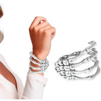 Zilverkleurige skelethand armband