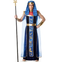 Blauwe fluwelen Egyptische verkleedkleding voor heren