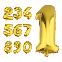 Metallic gouden cijfer ballon van 1 m - 1 stuk