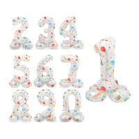 Happy Party nummerballon met standaard 72 cm - Folat - 1 stuk