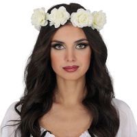 Hoofdband met witte rozen