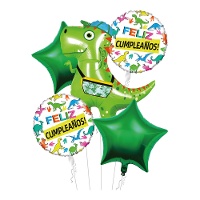 Boeket van rapper dinosaurus ballonnen - 5 stuks